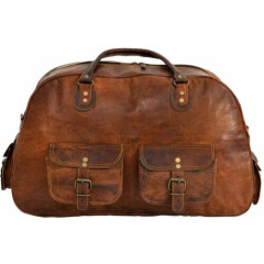 Bag Leather Duffel Travel Men Luggage Gym Vintage Genuine Weekend Overnight New"