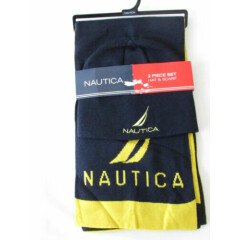NAUTICA 2 Pc Set Scarf And Hat Navy/Yellow $65.00 Mens One size NEW
