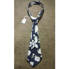Laa Tee Daa Childrens Neck Tie Navy Blue White Floral Necktie 9" New