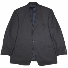 46R Hart Schaffner Marx Sport Coat Black Micro Check Wool Two Button Mens Lined