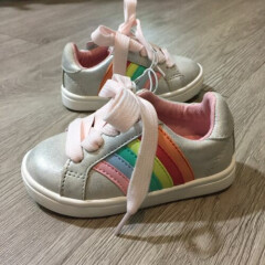 NWT Toddler 6 Cat & Jack Silver Rainbow Pink Shoes Sneakers New Sneakers Girls