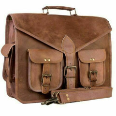 Men's Handmade Leather Vintage 18" Laptop Suitcase Bag Satchel Messenger