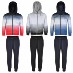 Girls Boys Ombre Tracksuits Kids Hooded Top Jacket Pants Bottoms Trousers 3-16 Y