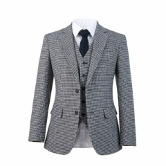 Men's Houndstooth Suit Checkered Prom Party Dinner Groom Tuxedos Casual Suits