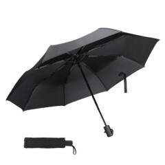 42" Automatic Umbrella Anti-UV Sun/Rain Windproof 3 Folding Compact Umbrella BLK