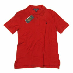 Polo Ralph Lauren Boys Red Solid Mesh Short Sleeve Polo Shirt