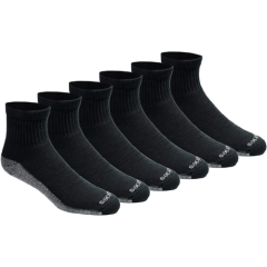 Dickies Men'S 6 Pack Dri-Tech Comfort Quarter Socks Black Fits Shoe Size 6-12 US