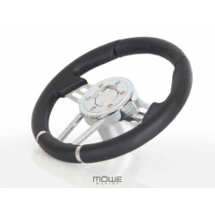 MÖWE Marine Boat Steering Wheel Barcelona Leather Black For Sealine Teleflex