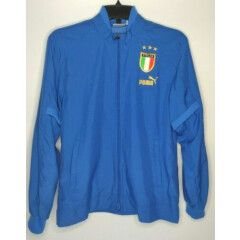 Puma Italia Soccer Jacket Teen Boys Medium Blue Italy Patch Embroidered