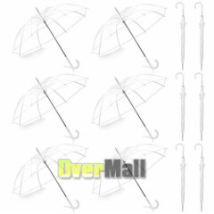 Pack of 12 Wedding Style Stick Umbrellas Large Canopy Windproof Auto Open J Hook