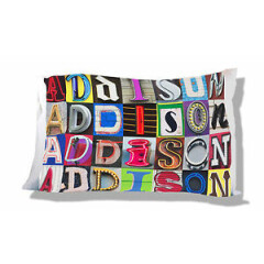 Personalized Pillowcase featuring the name ADDISON in photos of sign letters