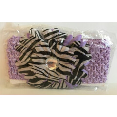 Baby Girl Purple Headband With Zebra Print Flower Chiffon
