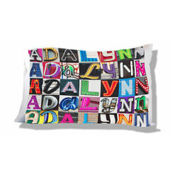Personalized Pillowcase featuring the name ADALYNN in photos of sign letters