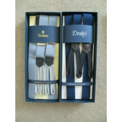DRAKES 2 BOXED SETS OF BLUE MENS HAND MADE IN ENGLAND BRACES IN BOXES