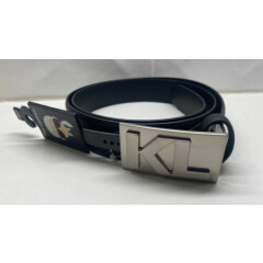 NEW Karl Lagerfeld Mens Saffiano Leather KL Plaque Belt Black Size 40 