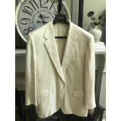 BRIONI men's sport jacket coat 100% silk - beige herringbone weave - US 46L