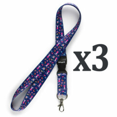 Pack of 3 Rolseley Multicolour Lanyards Neck Straps with Bunny Pattern 