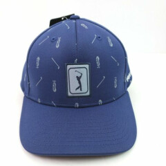 PGA Tour Clubhouse Golf Mens Peacoat Blue All Over Print Adjustable Cap Hat