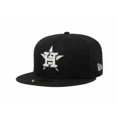 New Era 59Fifty Men's Hat MLB Basic Team Houston Astros Black/White Fitted Cap 
