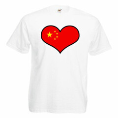 China Love Heart Flag Children's Kids Childs T Shirt