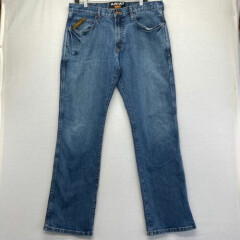 Ariat Mens Rebar M4 Low Rise Boot Cut Jeans 35/34 blue denim Loop Lock 