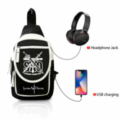 Sword Art Online Shoulder Bag Chest Bag W/ USB Charging Port Sling Bag Backpack