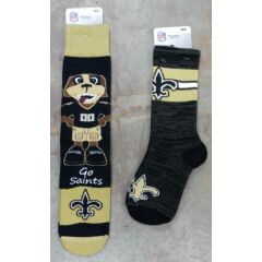 3 Pack NFL New Orleans Saints Socks Gift Double 1st String Mascot Medium Who Dat