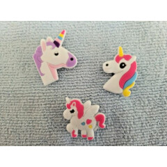 UNICORNS shoe charms/cake toppers!! Set of 3!! FAST USA SHIPPING!!