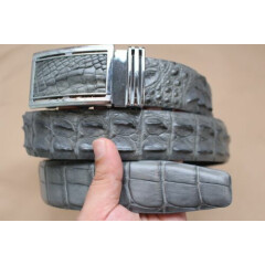 W 1.5" Gray Genuine CROCODILE Leather Skin MEN'S Belt - Without Jointed