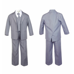  5pc-Baby-Toddler-Infant-Boy-Teen-Formal-Party-Event-Suit-Tux-Medium-Gray-Sm-20
