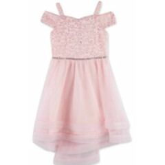 Speechless PALE BLUSH Little Girl's Off-the-Shoulder Lace Dress, US 6