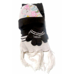 Toddler Hat,Scarf & Glove Set-Embroidered ABC's Design-BROWN -Order by 10 AM !!!