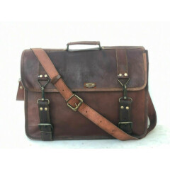  Leather Messenger Laptop Satchel Bag Briefcase Men's Full Waxed Genuine Vintage