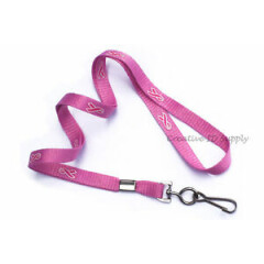 LOT 50 PINK RIBBON 3/8" AWARENESS NECK LANYARD WITH SWIVEL HOOK BREAST CANCER