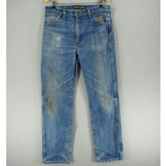 Wrangler Jeans Mens 34 Blue FR 13MWZ Flame Resistant Workwear Distress 34x34 GB