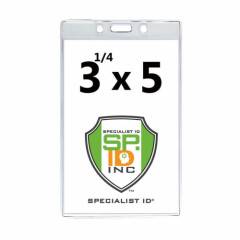 100 Pack - 3X5 Badge Holder for Lanyard -Plastic Vertical 3x5 Sleeves for Events