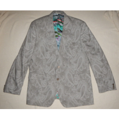 Robert Graham Men's Gray Paisley Cotton Blazer Sport Coat Jacket Size 46