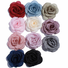 120PCS 5.5CM Artificial Satin Burned Peony Flower For Hairpins U Pick Color