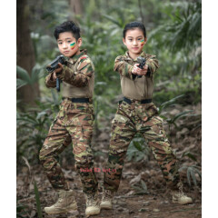 Kids Camo Tactical Combat Uniform Sets Airsoft Army Shirt & Pants Military Suit