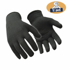 RefrigiWear Warm Stretch Fit Merino Wool Glove Liners Black (Pack of 12 Pairs)