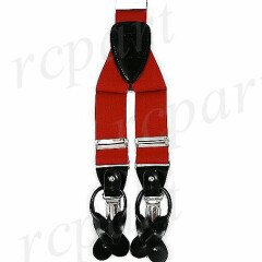 New Y back Men's Vesuvio Napoli Suspenders Braces clip on formal party Red