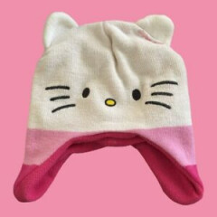 Hello Kitty Brand beanie hat with ear coverings. one size 