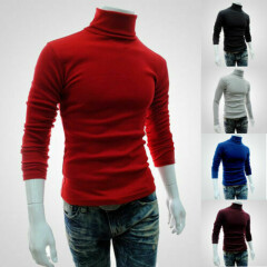 Jumper Sweater High Pullover Neck Solid Top Long Sleeve Men'sT Shirt Turtleneck