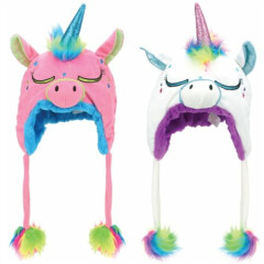 Animal Hat Unicorn Cap JIGLZ Rainbow Sparkly Character Winter Girls Boys