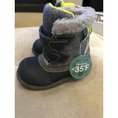 See Kai Waterproof Boots Boys Booties Size 4 Gray Blue Water Resistant