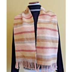 VTG Altea Milano Unisex Wool Light Pink Multi Stripes Oblong with Fringes Scarf
