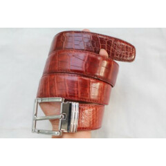 Red Brown Genuine Alligator, Crocodile Leather SKIN MEN'S Belt - W 4cm #TGN105