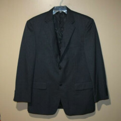HAGGAR Mens Blazer Jacket Sportscoat Size 44L Gray 2 Button EUC