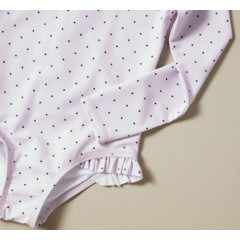 Girls size 6 Pink black dots Long sleeve zip Swimsuit bathers Target UPF50+ NEW