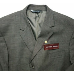 NEW Jeffrey Banks Mens 52L Blazer Brown Black Wool 3 Button Suit Jacket Coat